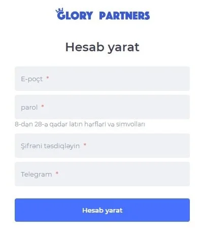 Glory Casino Partners hesab